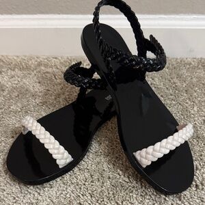 Melissa Black and Cream Braided Sandals